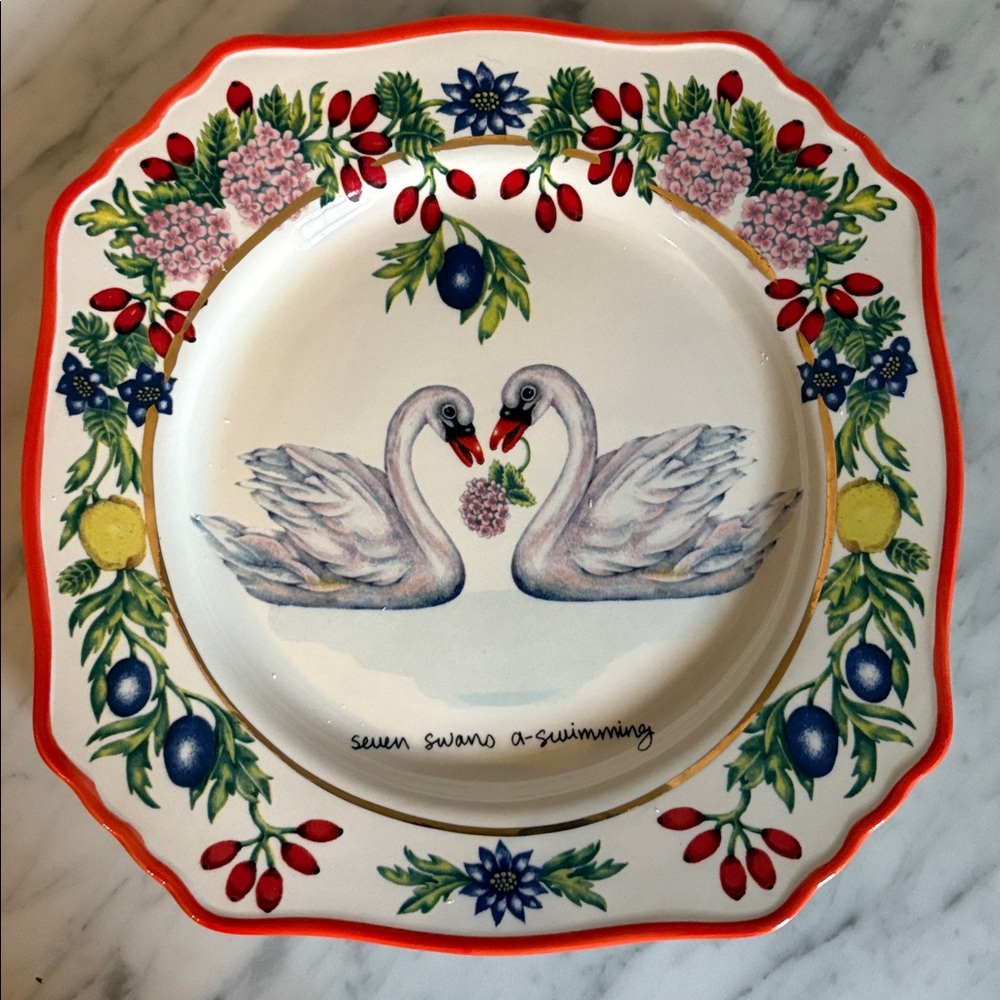 12 days of Christmas! Seven swans a-swimming plate